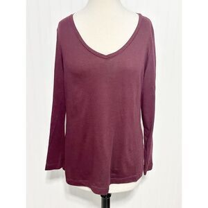 Charter Club Women's V Neck Long Sleeve Stretch‎ Pullover Top Purple Size Large